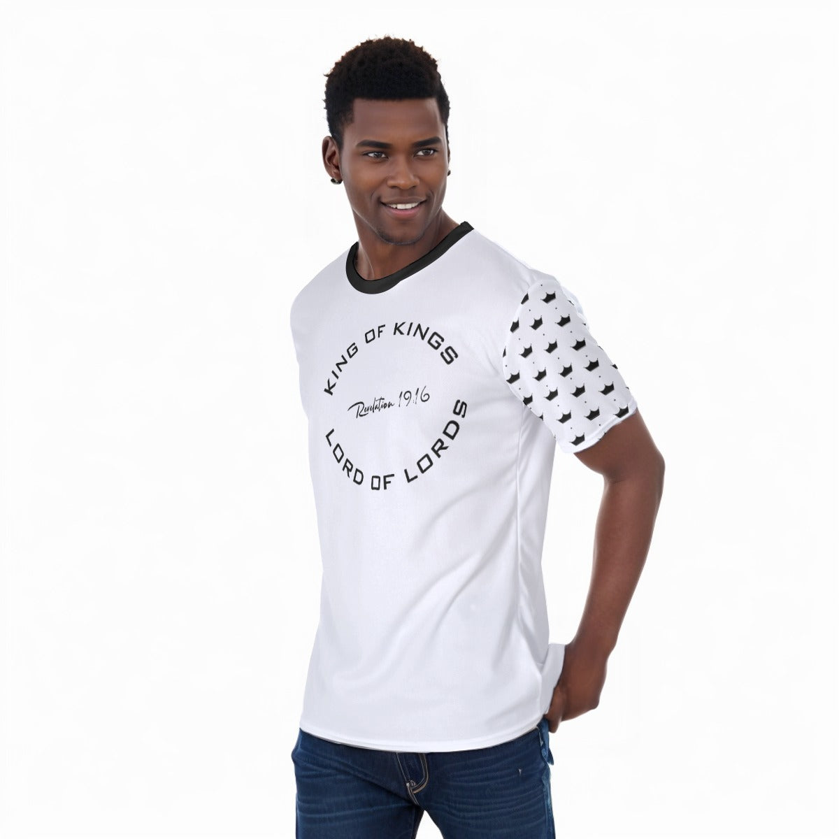 KING OF KINGS, LORD OF LORDS Revelation 19:16 Crown Print Sleeve Unisex T Shirt