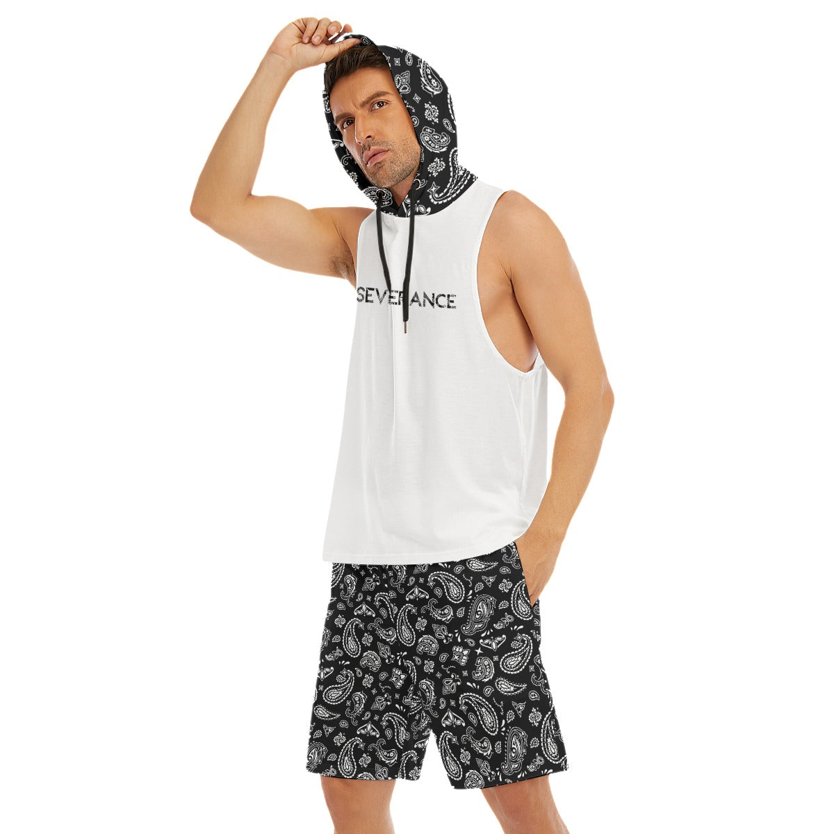 PERSEVERVANCE Paisley Print Hoodie Vest and Short Set