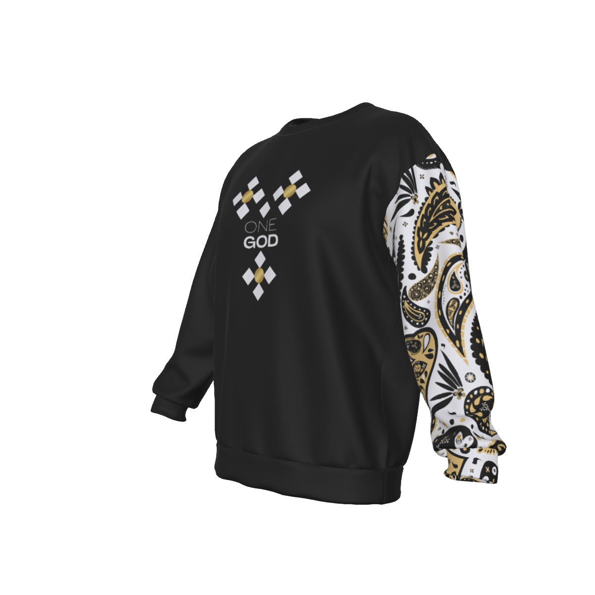 ONE GOD Praise Him Paisley Sleeve Round Neck Long Sleeve Lightweight Sweatshirt