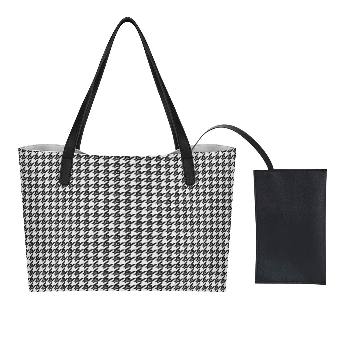 ONE GOD Houndstooth Print Tote Back With Black Mini Purse