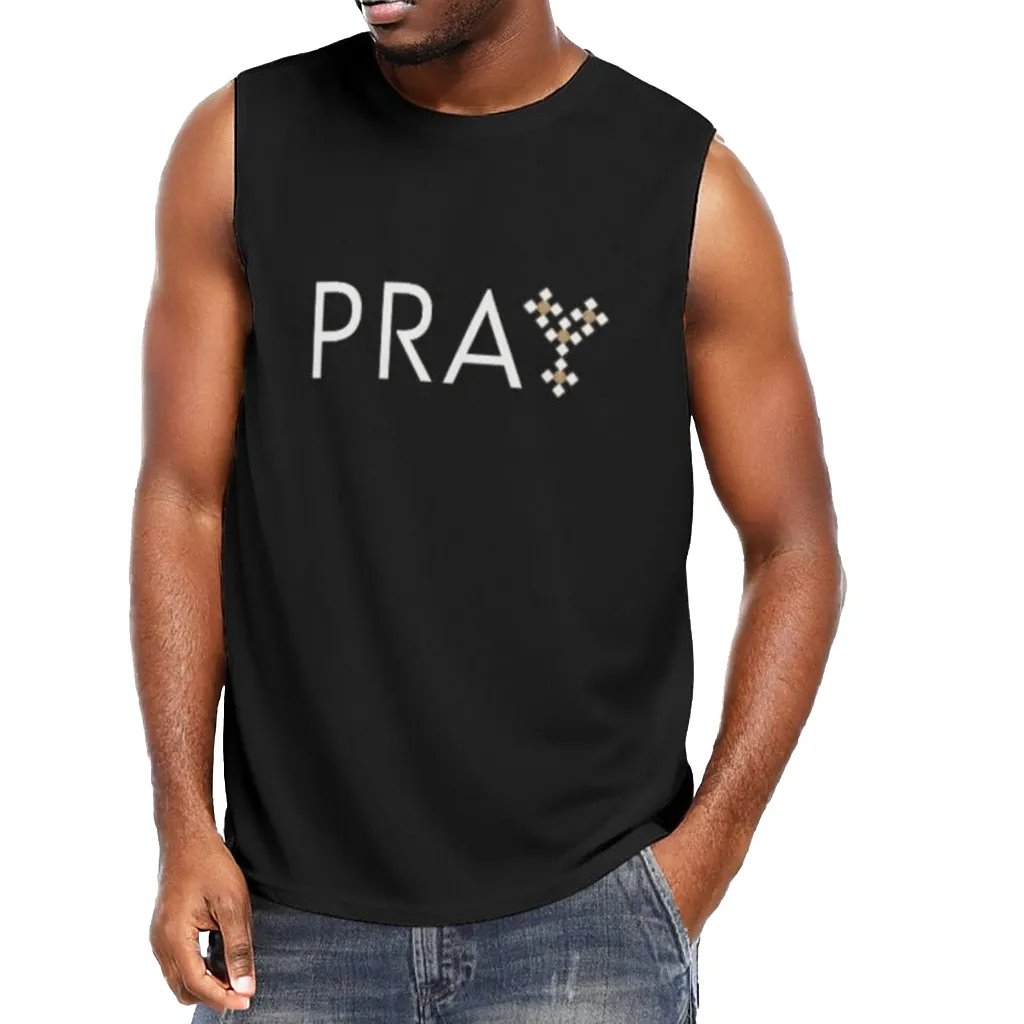 PRAY Black O Neck Sleeveless Tank Top