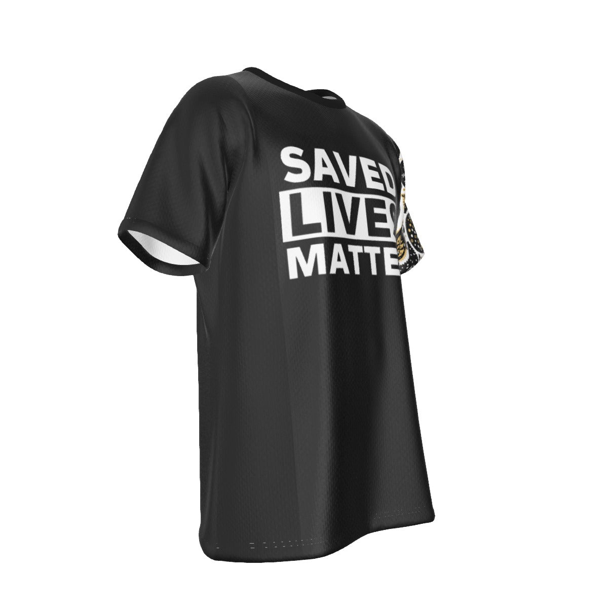 SAVED LIVES MATTER Romans 10:13 Scripture Paisley Sleeve Black T Shirt