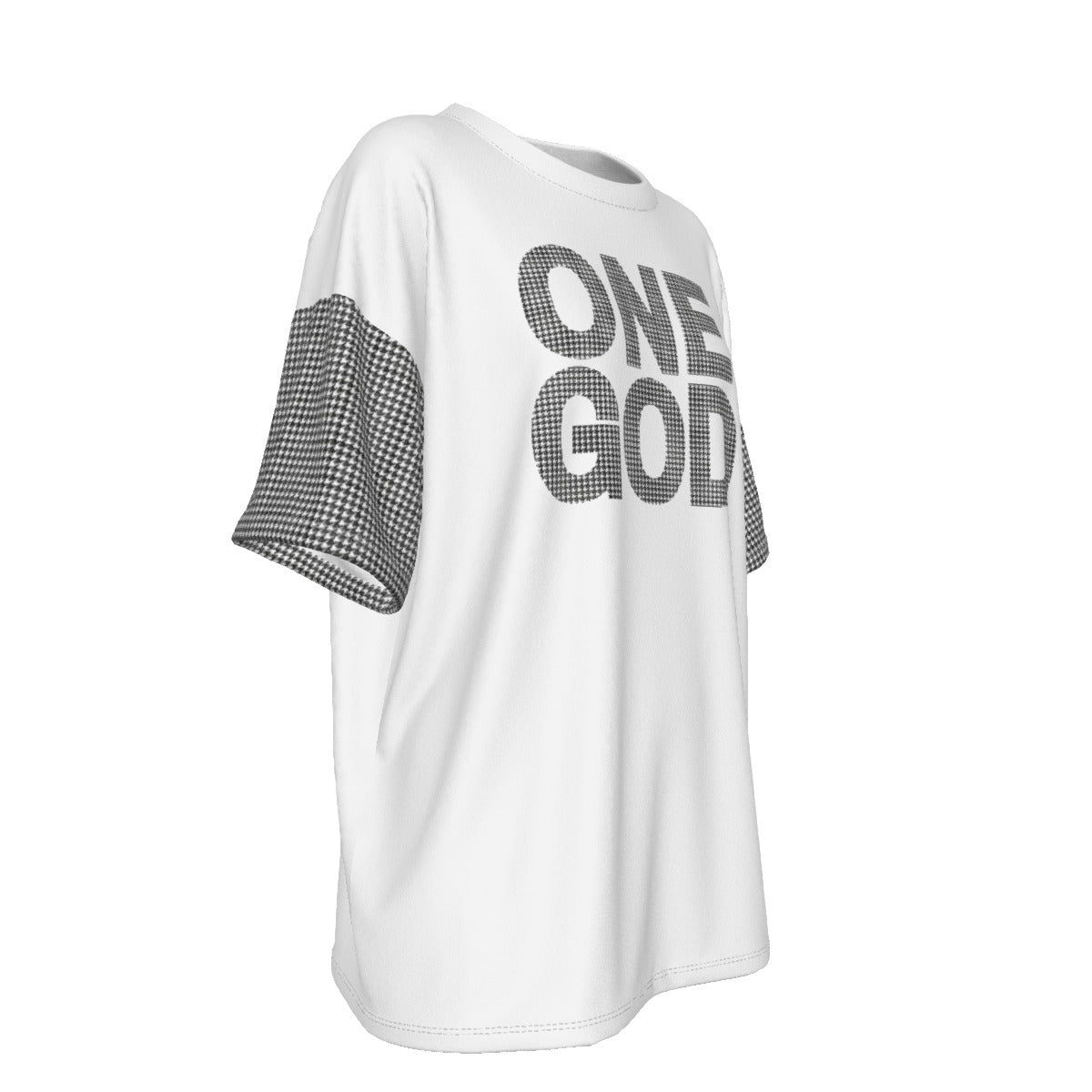 ONE GOD Houndstooth Print Drop Shoulder T Shirt