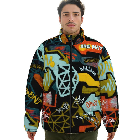 GRAFFITI GOD Stand Up Collar Down Jacket