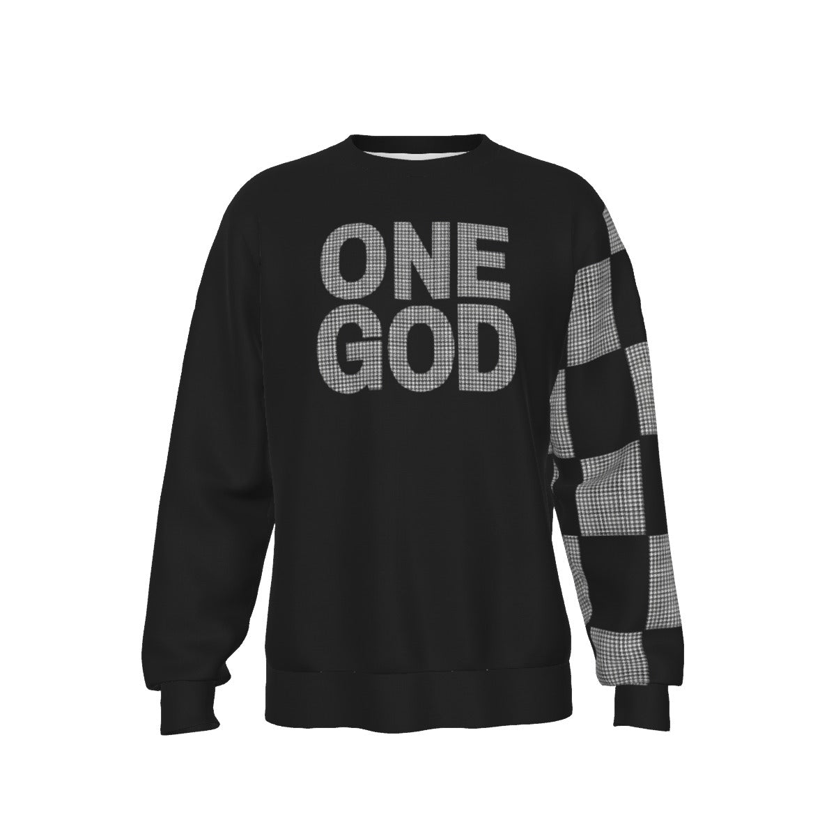 ONE GOD Thick Houndstooth Checkered Plaid Print Sweater