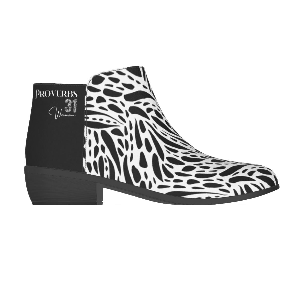 Proverbs 31 Woman Black and White Leopard Fashion Suede Boots