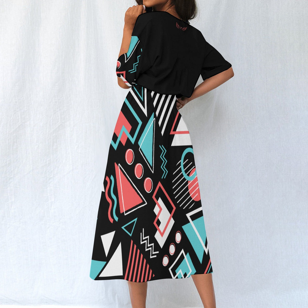 BELIEVER Abstract Pattern Print Elastic Waist Dresss