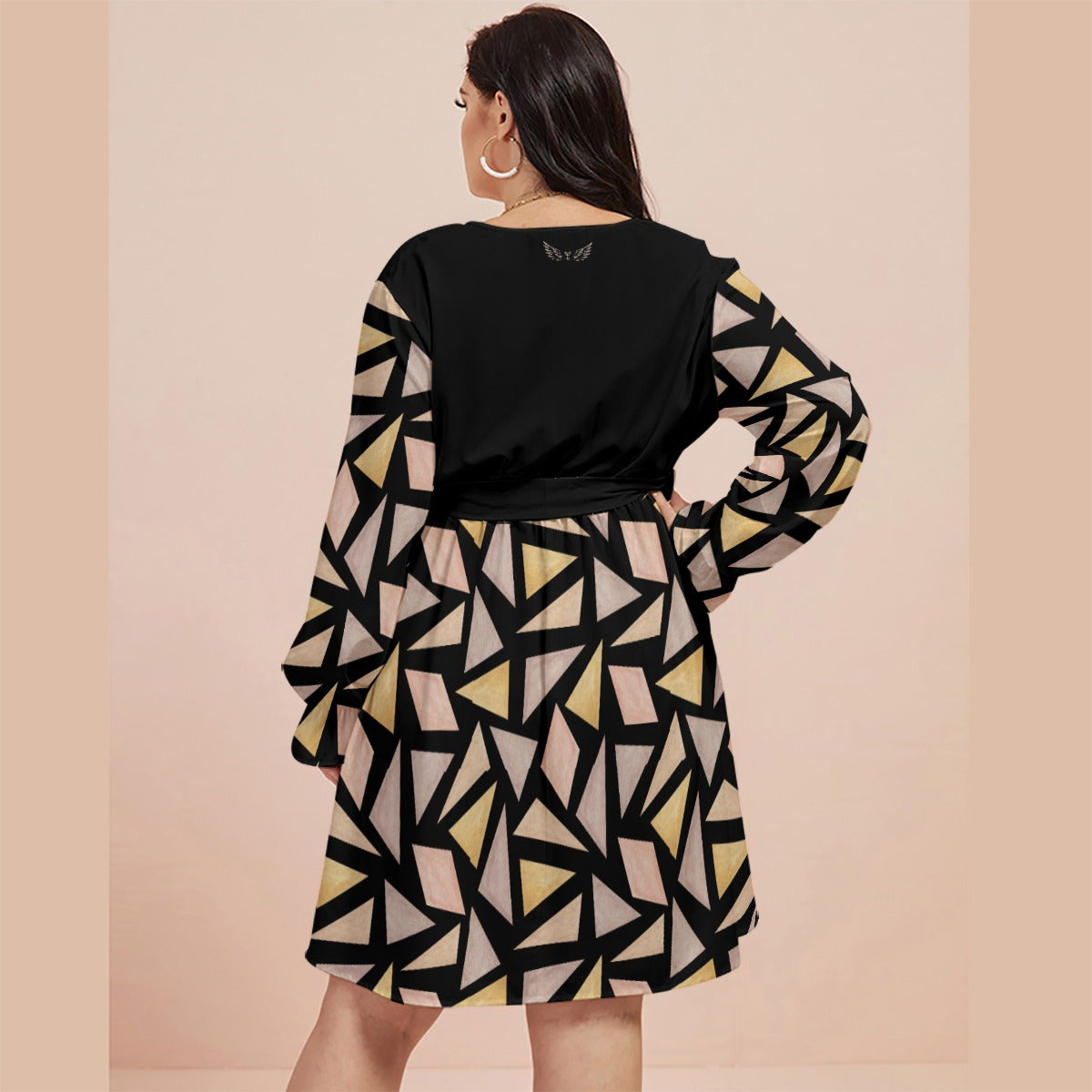 BELIEVE Abstract Pattern Plus Size V Neck Dress