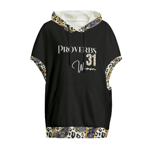 PROVERBS 31 Woman Leopard Print Knitted Fleece Cloak With Pockets