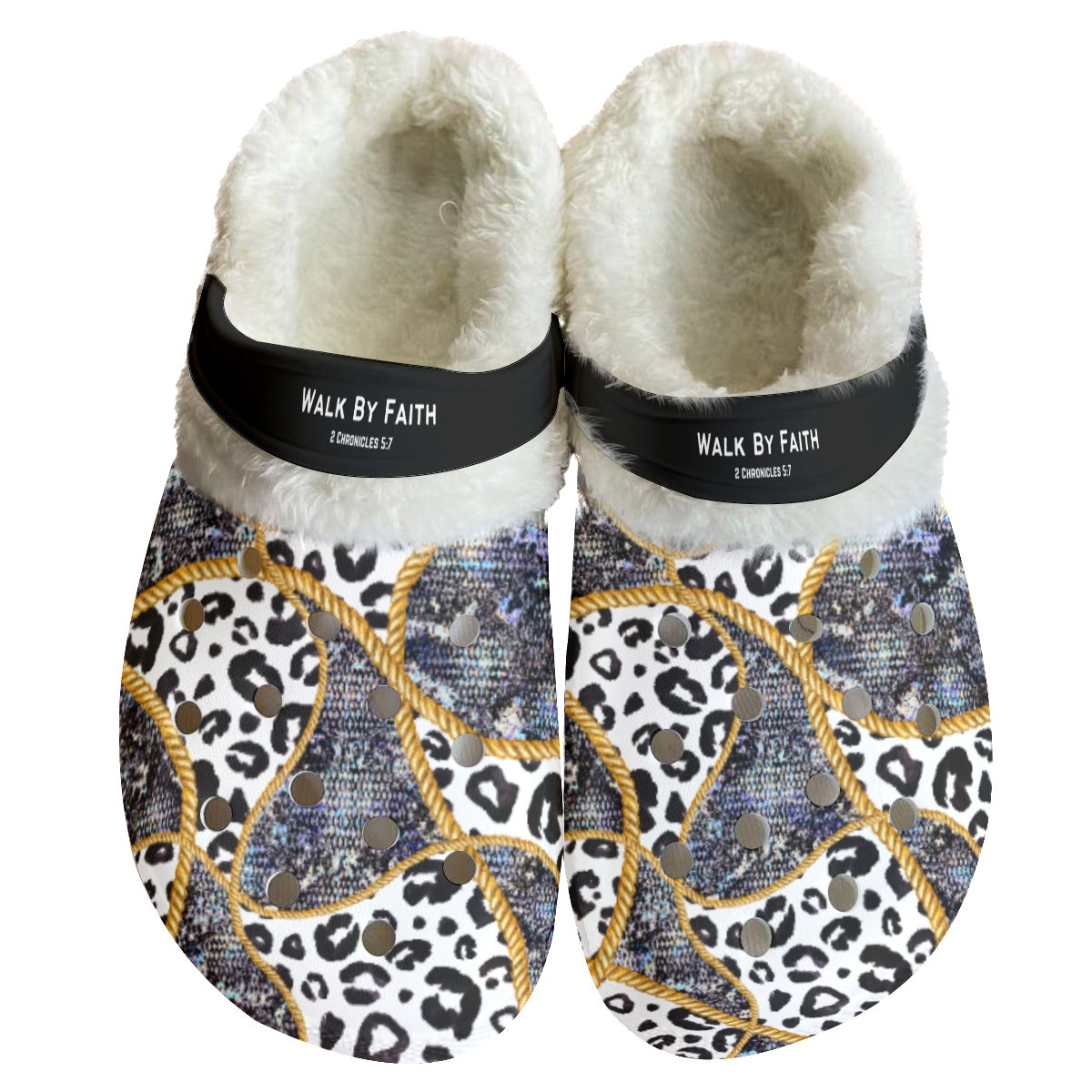 Women's WALK BY FAITH Leopard Print Fleece Clogs