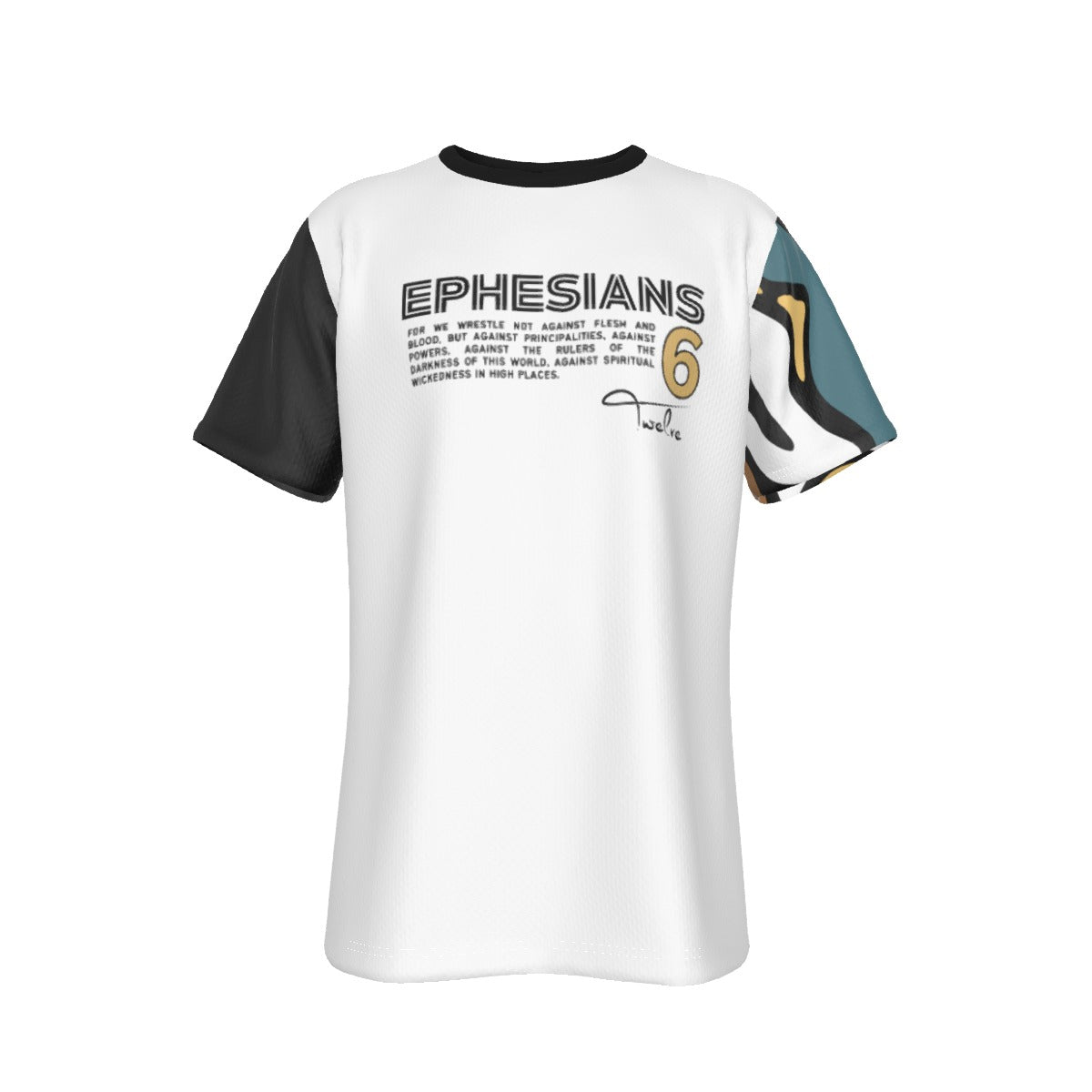 EPESHIANS 6:12 Black / Camouflage Print Sleeve T Shirt