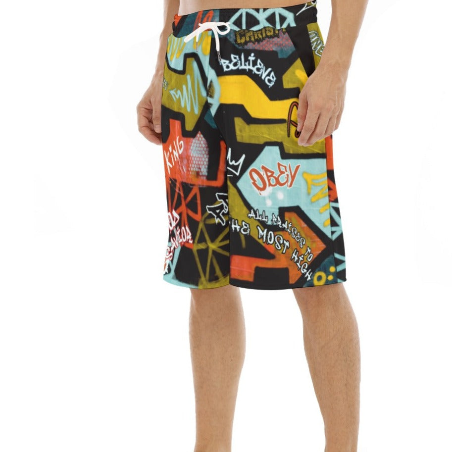 GRAFFITI GOD Loose Basketball Shorts with Drawstrings