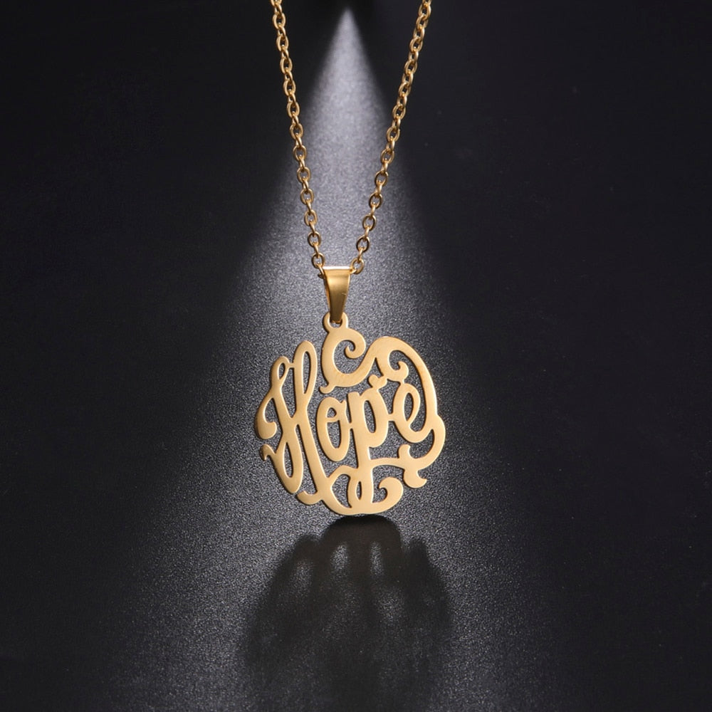 Hope / Faith Hollow Pendant Necklaces