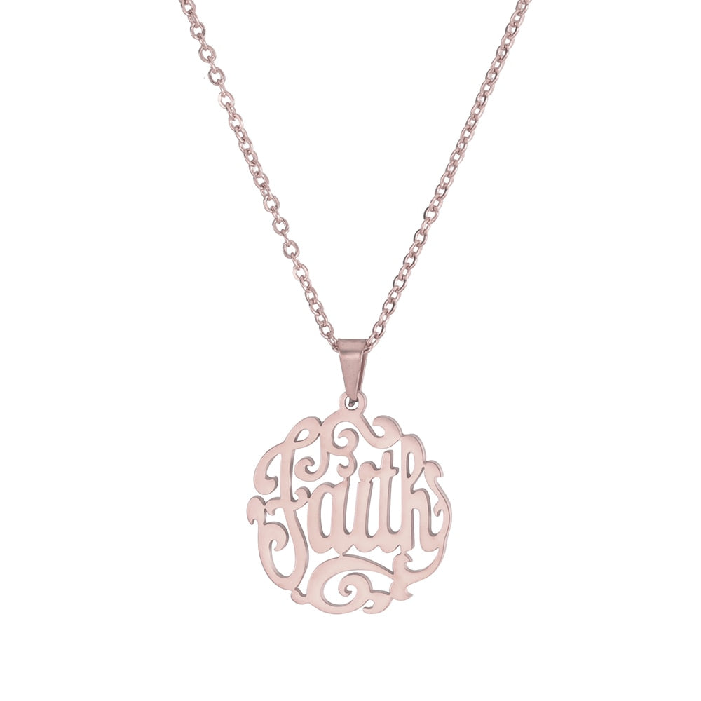 Hope / Faith Hollow Pendant Necklaces