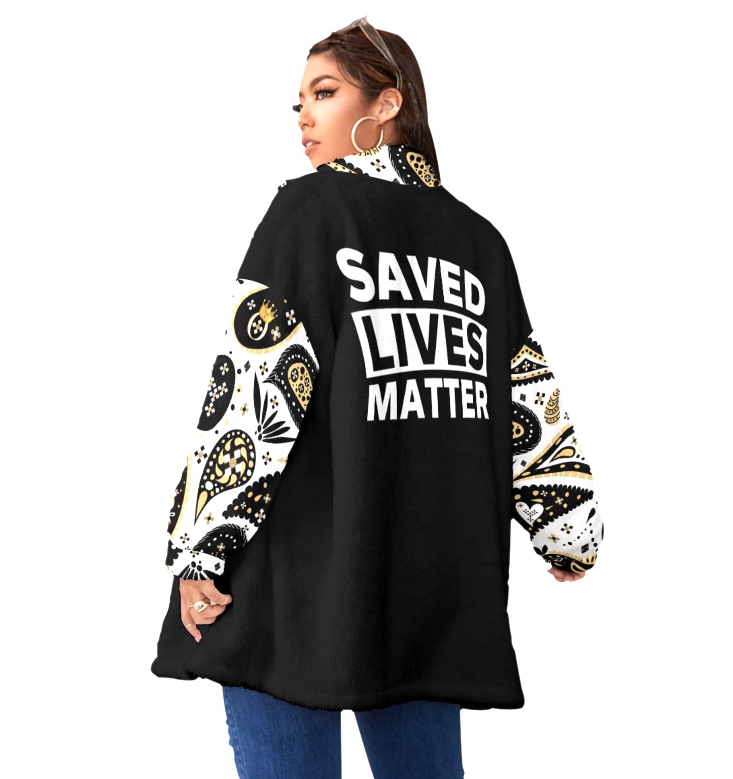 SAVED LIVES MATTER Borg Fleece Coat With Zipper (Unisex)